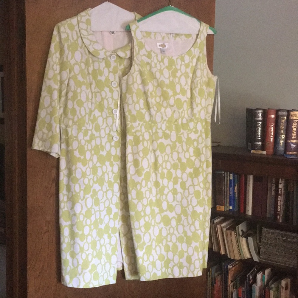 3 for 50 ❤️‍🔥 Talbots Green White Sheath Dress Coat Jacket Set